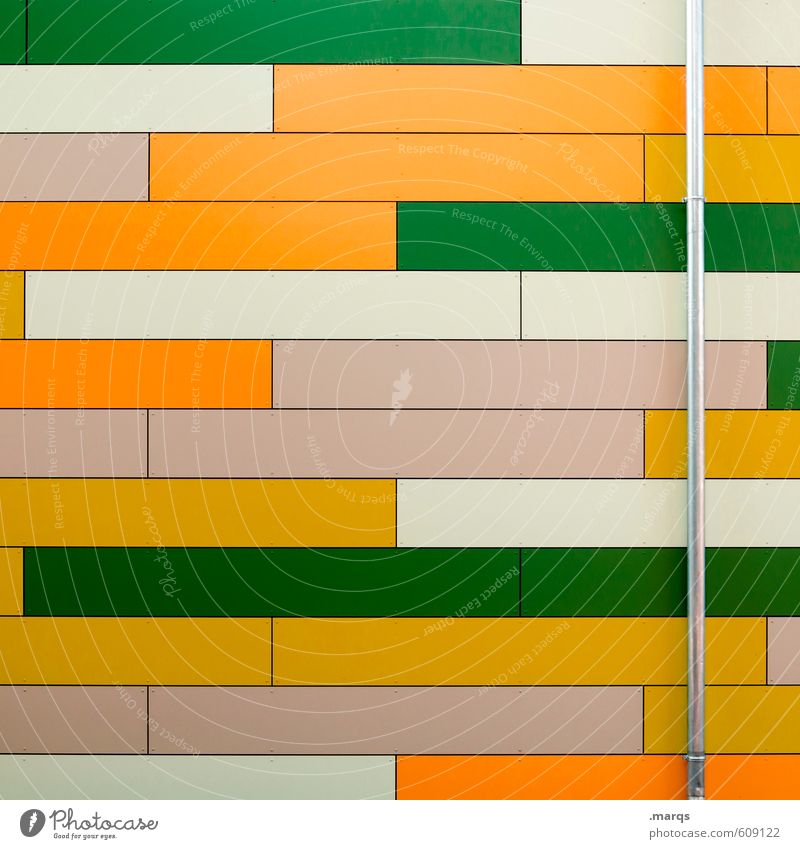 horizontally Elegant Style Design Facade Rain gutter Metal Plastic Stripe Cool (slang) Fresh Bright Modern Green Orange White Colour Background picture