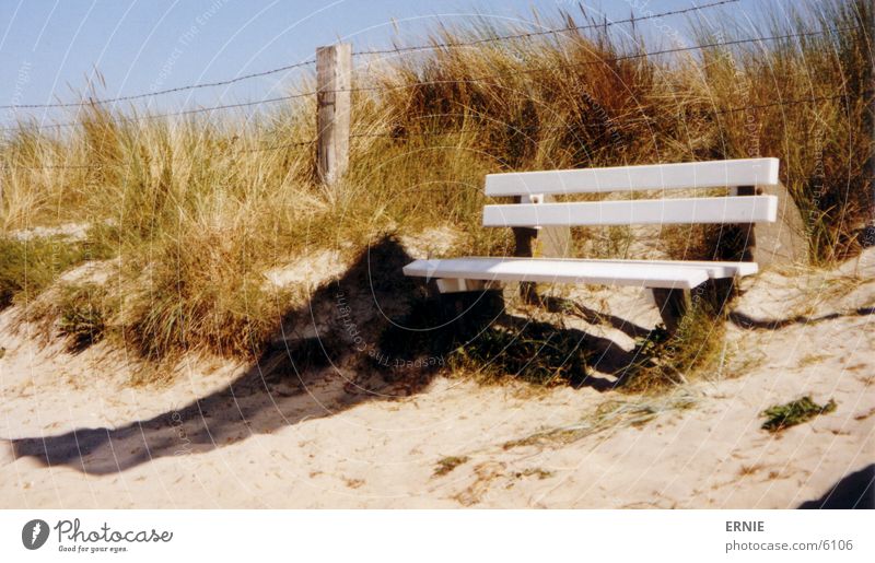 another bank Vacation & Travel White Wood Beach Wire Hill Leisure and hobbies Baltic Sea Bench Sit Sky Blue Beach dune Sand Shadow Wind