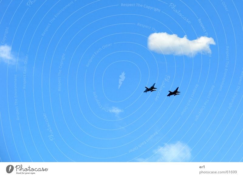 fighter jet Clouds Attack Airplane Speed War Destruction Grief Exterior shot Jet Sky Flying Blue in front of a blue background
