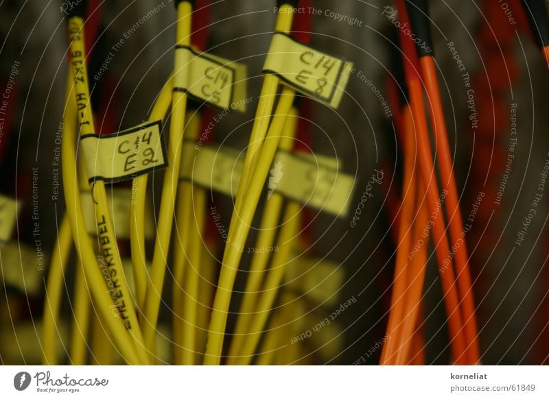 orderly cables Yellow Electrical equipment Signs and labeling Cable Orange Electronics wire