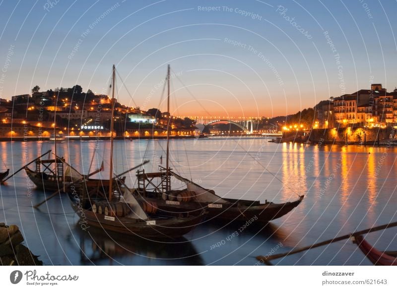 Wine boats on Douro river, Porto Vacation & Travel Tourism House (Residential Structure) Sky Hill River Small Town Building Architecture Transport Watercraft