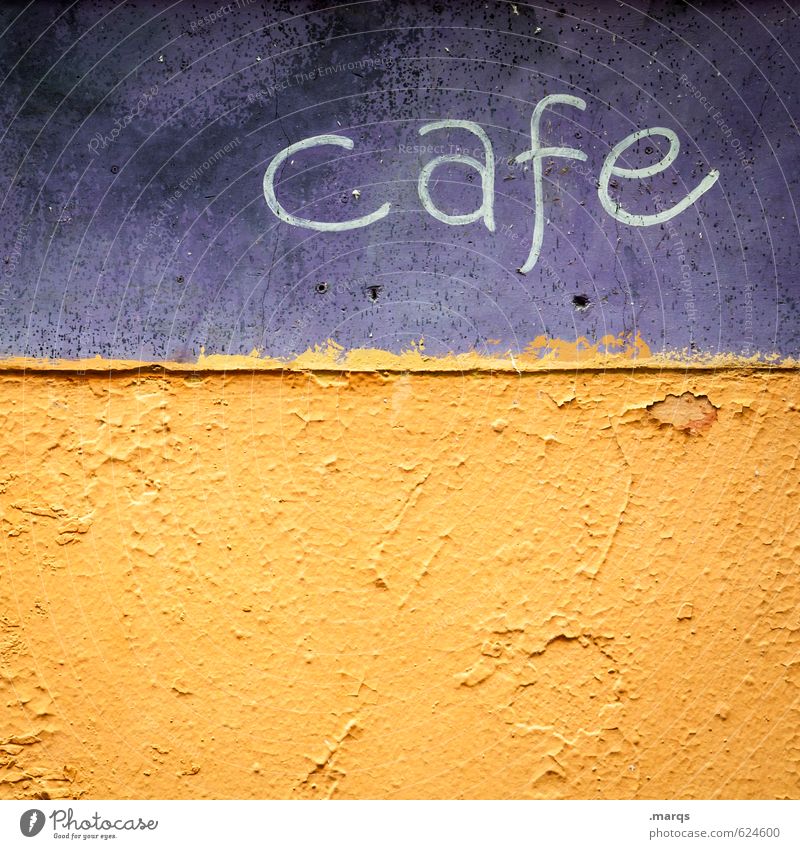 cafe Coffee Lifestyle Wall (barrier) Wall (building) Characters Simple Retro Beautiful Violet Orange Relaxation Colour Break Colour photo Exterior shot Close-up