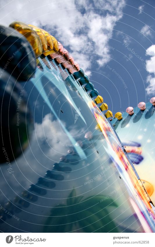 { K O T Z M Ü H L E } Carousel Fairs & Carnivals Fairy lights Light Clouds Vertigo Leisure and hobbies Amusement Park not in operation dizziness Shadow Blue