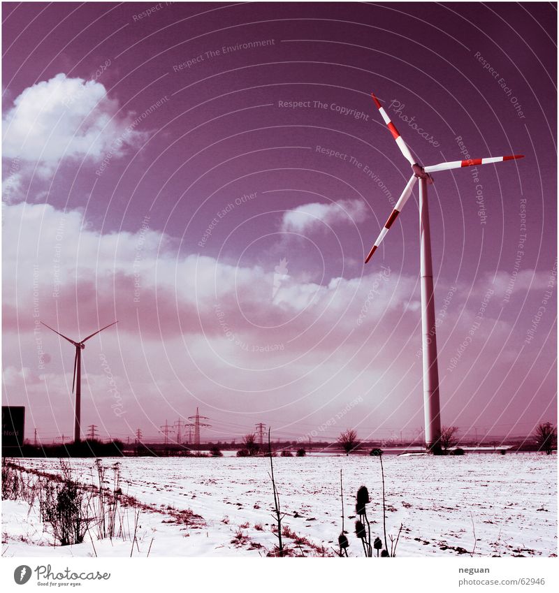 wind turbine landscape Landscape Far-off places Wind energy plant sky purple Snow 6x6