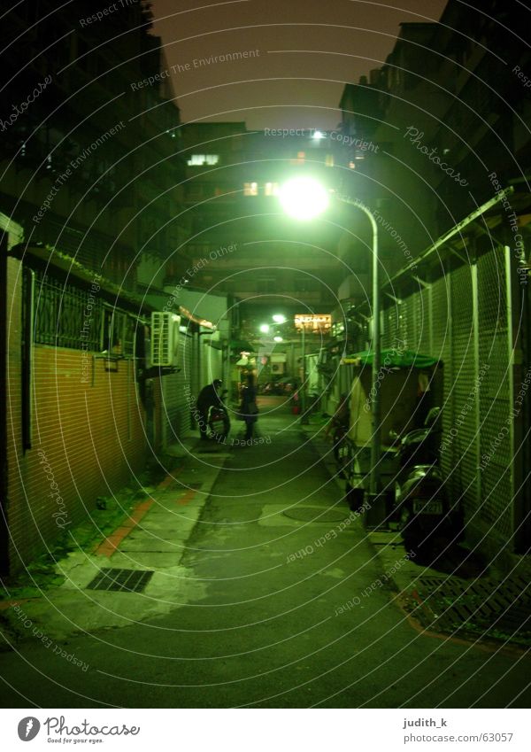 Dark lane Taiwan Taipei Night Alley Lantern Street Lanes & trails Human being shady