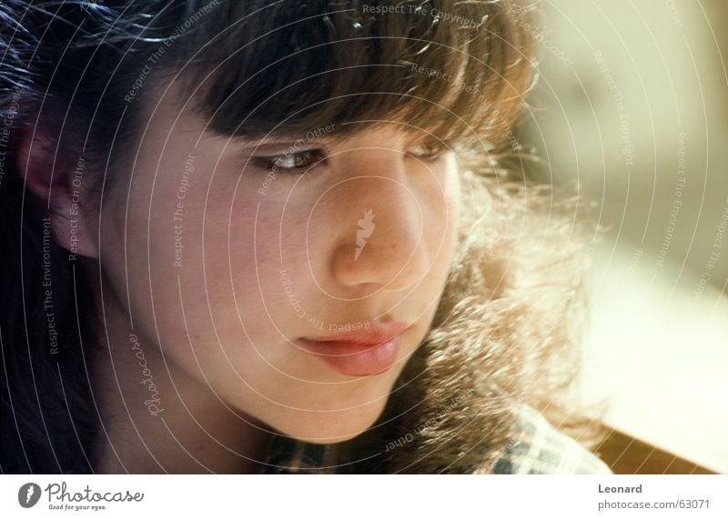 dreamer Portrait photograph Human being Woman Appearance Light Glittering Dream Face Head Reflection Sun Hair and hairstyles sight young shine brightness