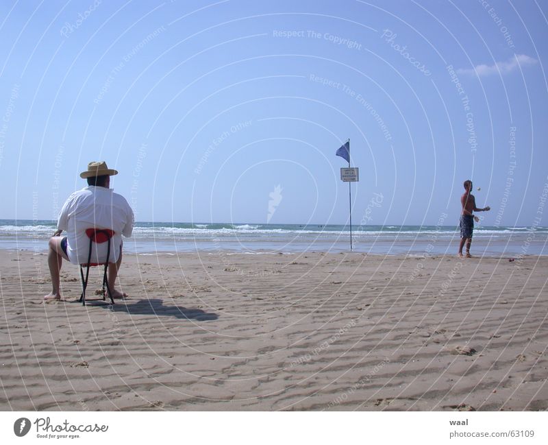 dream image Beach Summer Humor Juggle Chair Furniture France Human being Funny Sand