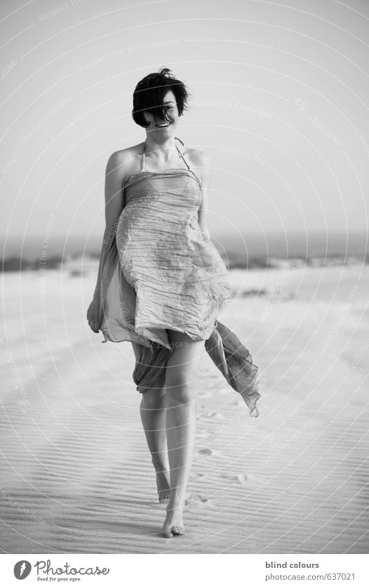 facilité Art Esthetic Contentment Woman Self-confident Laughter Desert Photo shoot Rag Bikini Landscape Woman's leg Walking Model Freedom Ease
