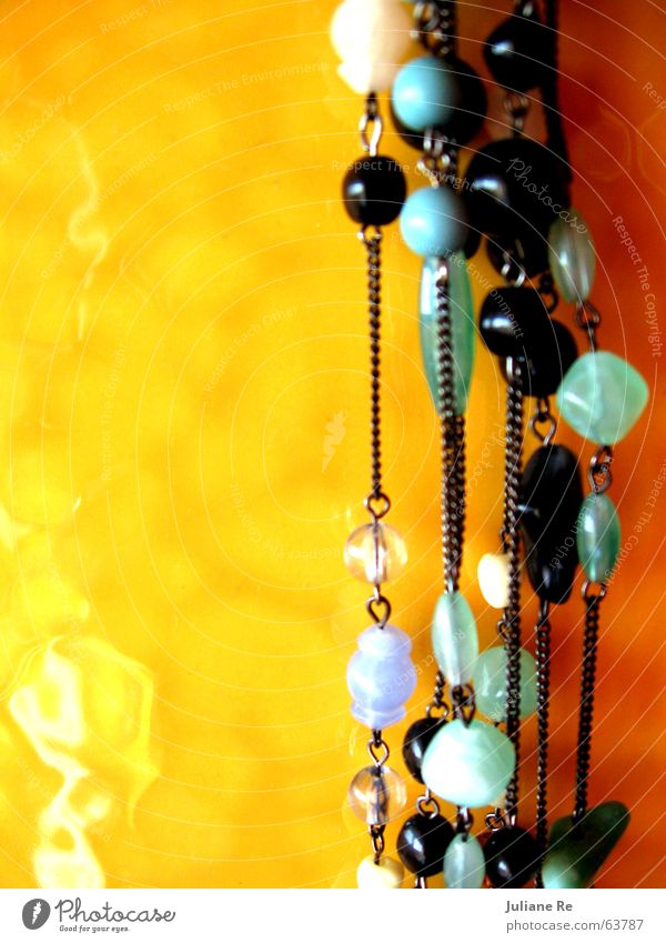Beads | Tiles Beautiful Calm Summer Jewellery Glittering Yellow Black White Pearl Turquoise Chain Colour photo Multicoloured Interior shot Deserted