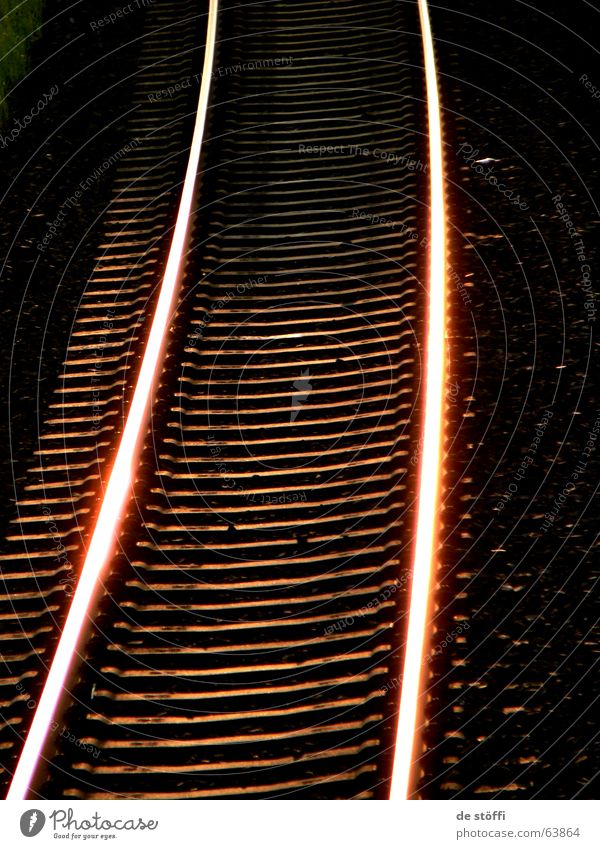 hot.gleiße Railroad tracks Dark Incandescent Flashy Lighting Sun Warmth Traffic infrastructure reflection