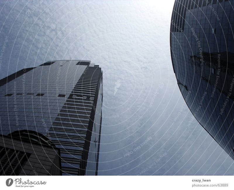 the sky's the limit Hongkong High-rise upwards clouds abstract