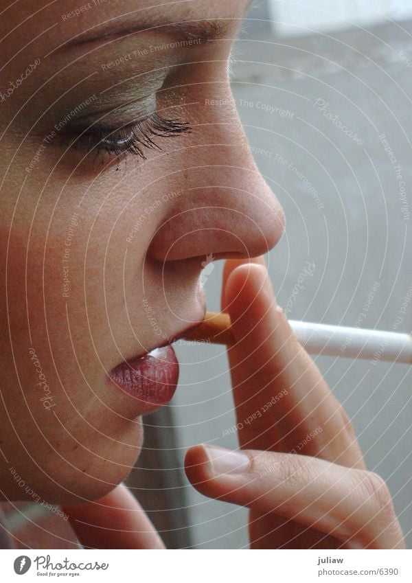I smoke chain Cigarette Silhouette Woman Smoking Profile