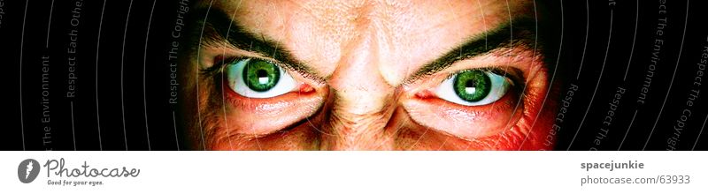killing glance (2) Man Evil Anger Portrait photograph Freak Fear Alarming Dark Black Crazy Green Face Looking Human being Force Eyes Detail