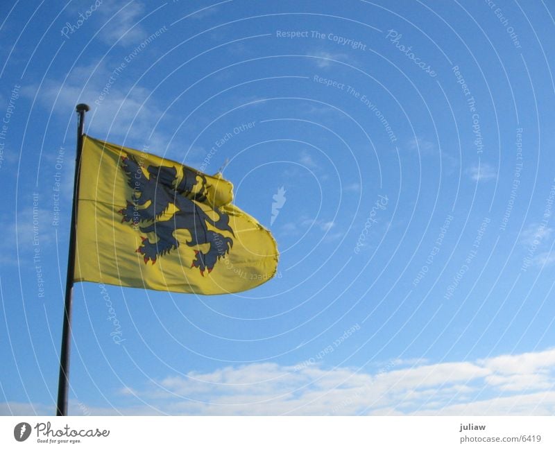 The Flemish Lion Flag Flanders Ghent Clouds Coat of arms Things Wind Sky