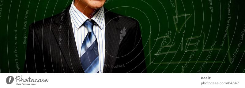 target Man Tie Suit Speech Blackboard Pinstripe Shirt White Businesspeople Work and employment Chalk Target Businessman