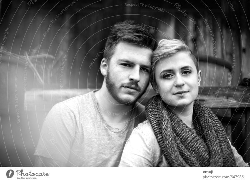 you and I Masculine Feminine Young woman Youth (Young adults) Young man Friendship Couple 2 Human being 18 - 30 years Adults Hip & trendy Black & white photo