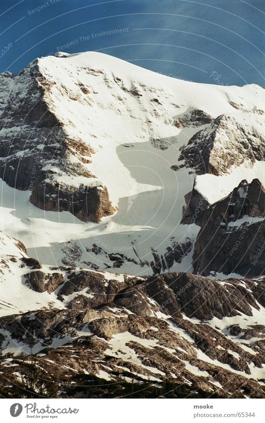 Marmolada III Peak Glacier Steep White Gray Corner Mountain Rock Snow Ice Blue