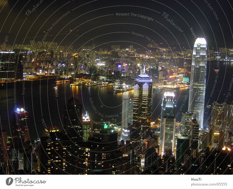 Hong Kong Skyline Hongkong High-rise Evening China Asia Night peak Freedom Light Town