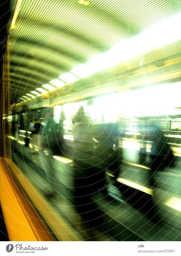 on the way ll Vacation & Travel Depart Come Collect Arrival Platform Station Journey through Get in Resign Light Blur Motion blur Railroad Transport In transit