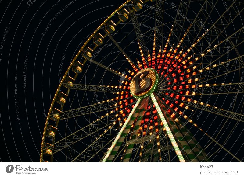 high up Ferris wheel Fairs & Carnivals Round Night Joy Light Level