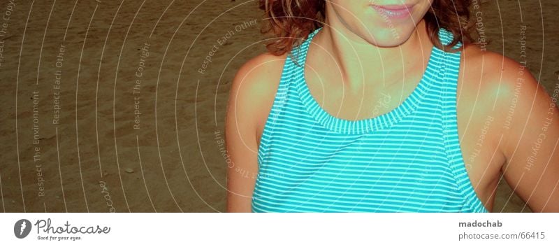 BLEND Woman Top Beach Human being Turquoise Ocean Headless Head over heels Tank top Carrier Striped Portugal Vacation & Travel Light heartedness Nature no eyes