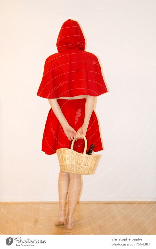 Little Red Riding Hood Basket Joy Carnival Young woman Youth (Young adults) Woman Adults 1 Human being 18 - 30 years 30 - 45 years Event Shows Clothing Coat