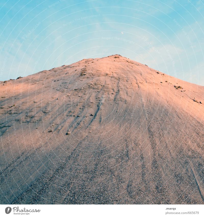 mountain Construction site Sky Beautiful weather Hill Sand Simple Tall Colour photo Subdued colour Exterior shot Structures and shapes Deserted Copy Space top