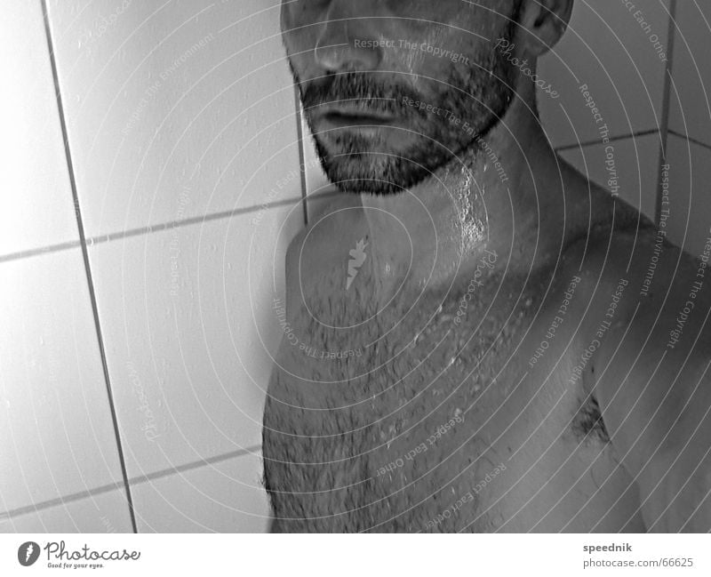 Hairy Thing II Facial hair Masculine Macho Naked Blur Black White Hairy chest Underarm hair Perspiration Wet Damp Recently Man Stubble Designer stubble