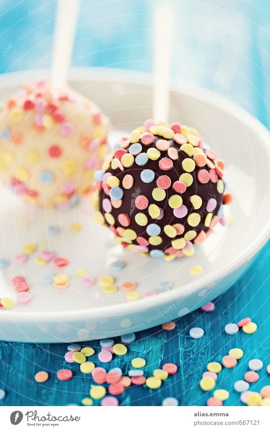 colorful chocolate cake pops Cake Chocolate Baked goods American Confetti Coulored sugar candy pop cakes balls Round Small Sweet Broomstick Delicious Dish