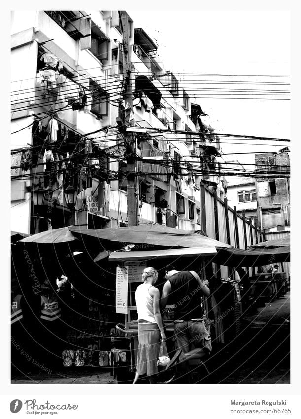 citylife Bangkok Thailand Vacation & Travel High-rise Chaos Asia Block Black & white photo Couple buildings khao san road Life high-tension cables Town