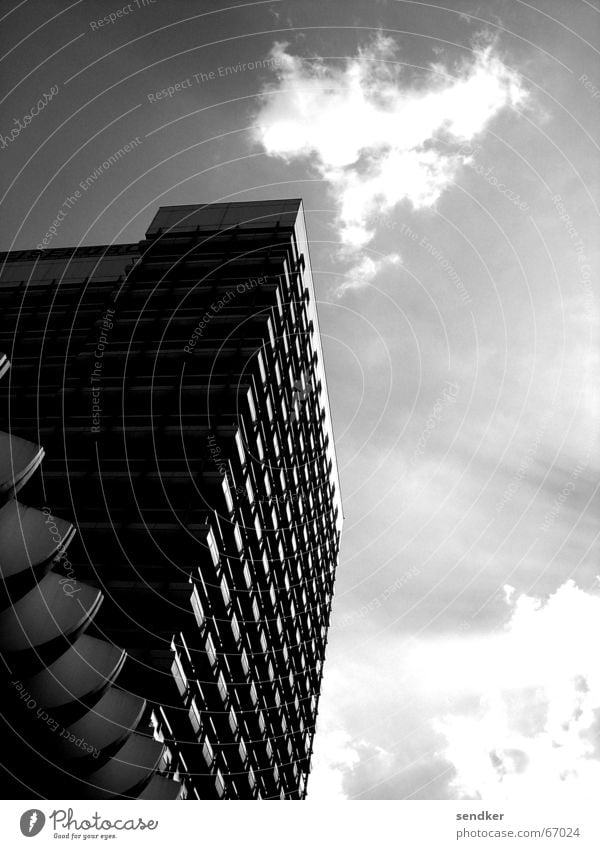 Alex Alexanderplatz Symmetry Clouds Strong Fortress Berlin Black & white photo Sun Partially visible Architecture