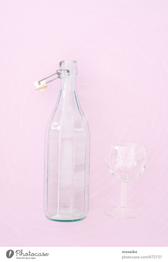 Bottle and glass - Rose Quartz background color Diet Beverage Lifestyle Style Design Joy Beautiful Summer Water Fresh Natural Clean Pink Purity Fitness Pure