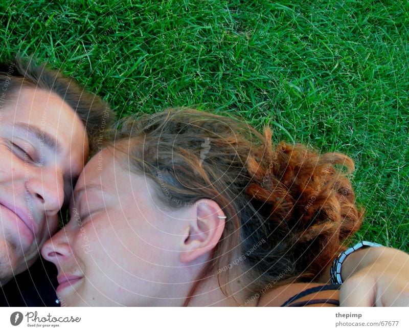 Two in the meadow Meadow Green Woman Man Relationship Dreadlocks Friendship Love Lovers