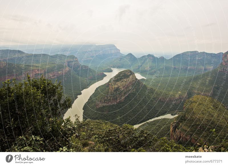 Blyde River Canyon South Africa Landscape Green Wiggly line Tree Clouds Cloud cover blyde river canyon Colour photo Subdued colour Exterior shot Deserted
