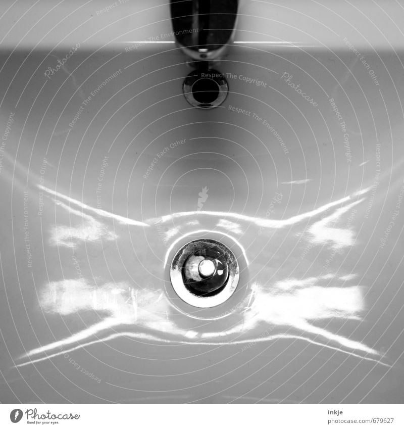 outflow Personal hygiene Living or residing Bathroom Sink Tap Drainage Gully Pottery Metal Line Circular Circle Dark Above Dry Black White Black & white photo