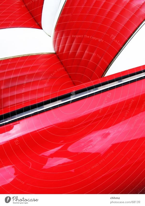 red in red Vintage car Vehicle Nostalgia Americas Convertible Red Chrome Iconic The fifties Car Amish sleigh cabriolet Plastic Varnish Seating Backrest