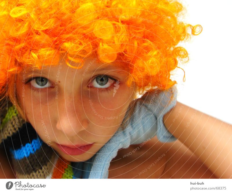 expressionless-the clown seven Wig Yellow Gloves Knitted Multicoloured Shoulder Eyelash Eyebrow Beautiful Sweet Desirable hair Hair and hairstyles Orange glove