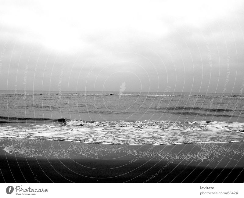 winter-sea Ocean Dark Cold Far-off places Beach Clouds Gray Exterior shot Sky Freedom Black & white photo