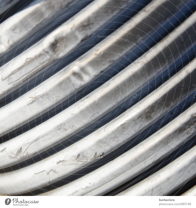 I'm gonna get my teeth kicked out. Metal Steel Line Firm Bright Strong Gray Silver Diagonal Black & white photo Exterior shot Detail Abstract Pattern
