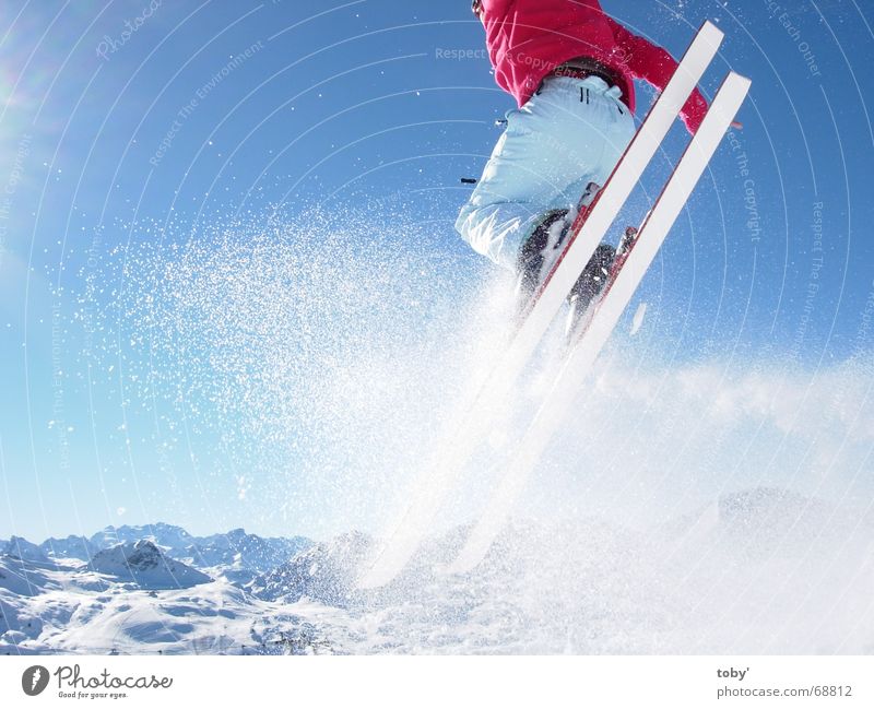 in the air Jump Sports Skiing Snow Sky Sun Mountain Joy