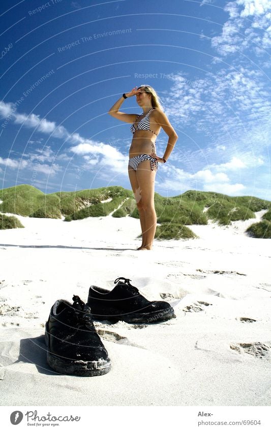 Where are my shoes? Search Find Bikini Beautiful Beach Clouds Ocean Vacation & Travel Summer Footwear Sand Beach dune Denmark blokhus Sky Sun
