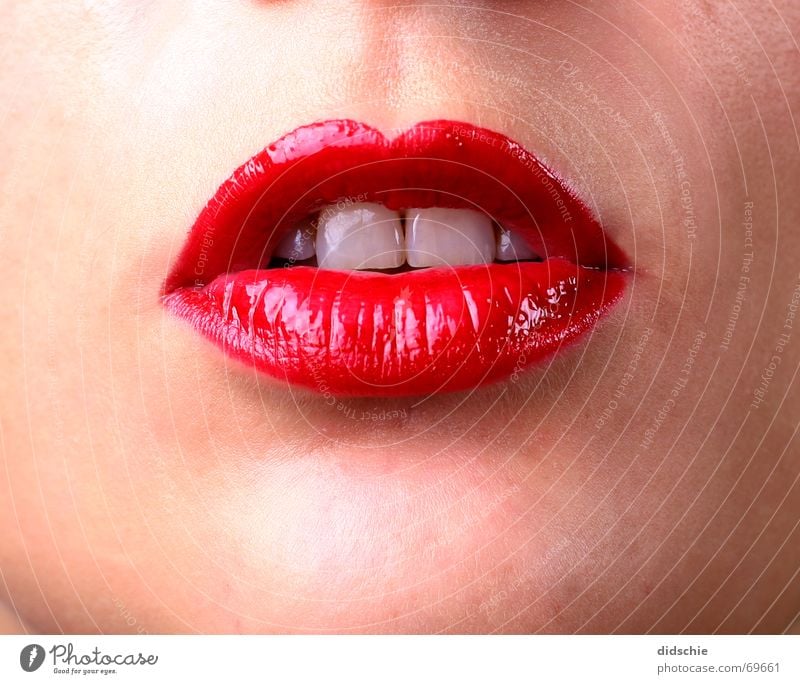 Glossy Red Lips Lascivious lipstick red red mouth Teeth