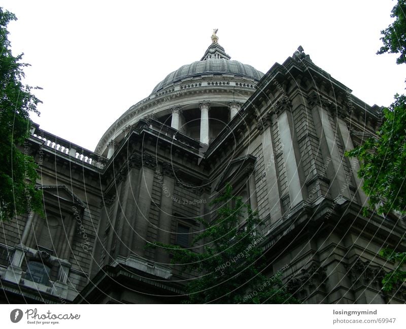 St.Pauls London Domed roof Gray England Worm's-eye view Town Deities Religion and faith Landmark Cathedral God British St. Paul's Cathedral Architecture
