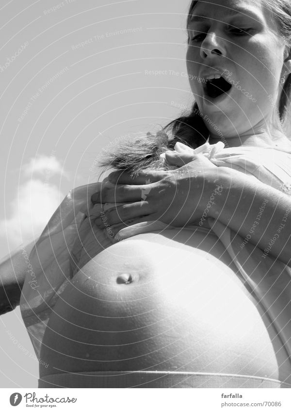 pregnant Pregnant Woman Feminine Baby Yawn Fat Round Stomach Black & white photo Fatigue spherical Mother