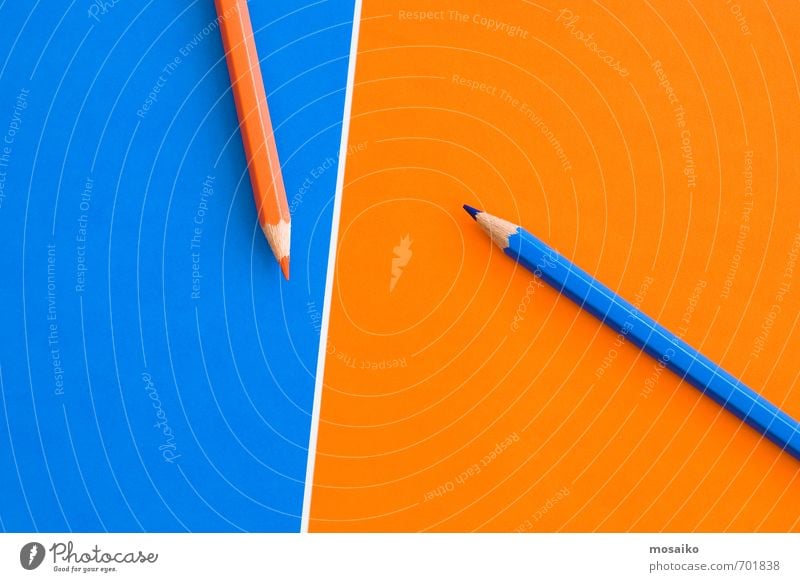 orange and blue pencils Education Science & Research School Study Academic studies University & College student Work and employment Profession Office work