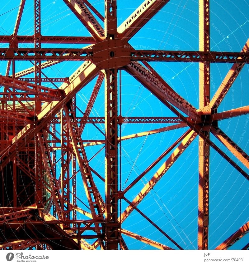 tokyo tower Framework Steel Red Blue Sky Line Metal Detail Section of image Partially visible Steel construction Steel tower Steel carrier Construction