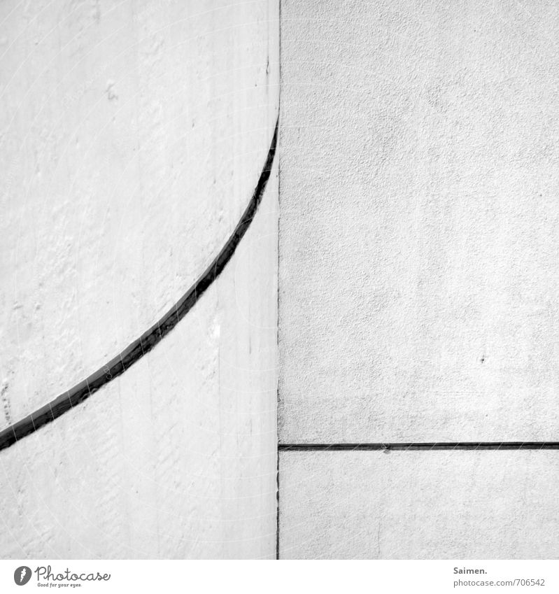minimum Wall (barrier) Wall (building) Facade Sharp-edged Simple White Contentment Calm Divide Curved Converse Line Black & white photo Exterior shot Close-up