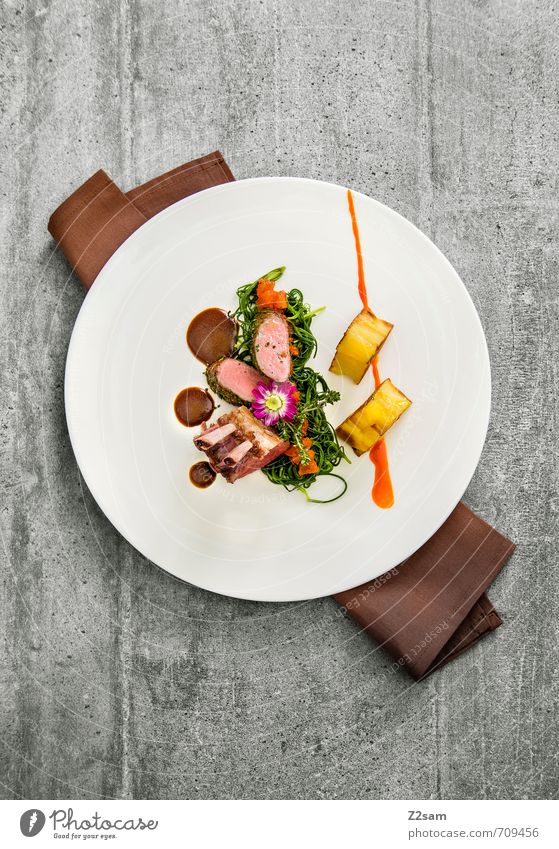 saddle of lamb Meat Vegetable Herbs and spices Dinner Italian Food Plate Esthetic Elegant Fresh Healthy Clean Multicoloured Decadence Design To enjoy Luxury