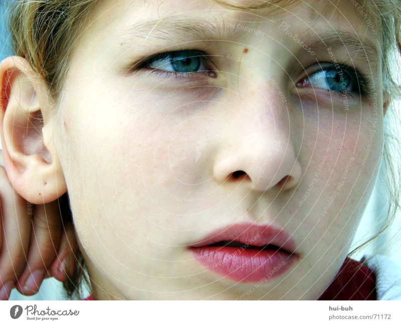 pale mourning glance Child Lips Pallid Bright Eyes Ear Human being Looking Sadness Face of a child Girl 8 - 13 years Partially visible Facial expression
