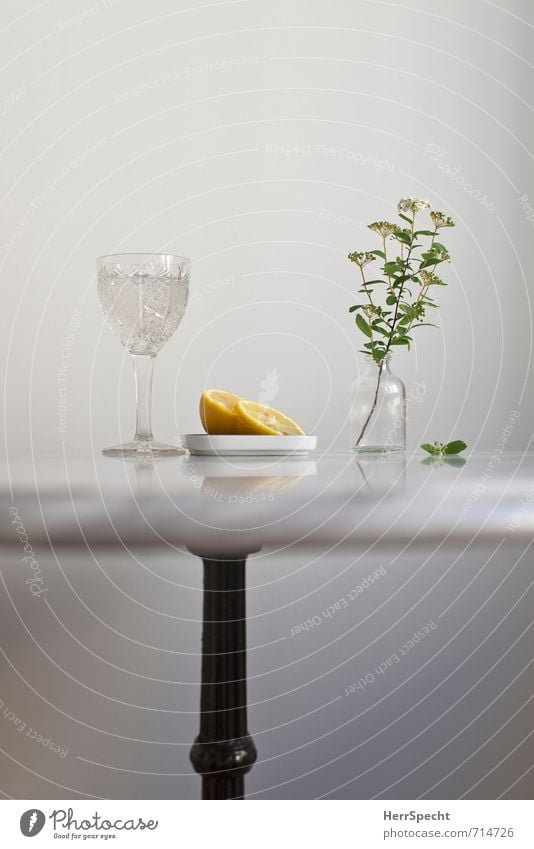 At the marble table IV Beverage Cold drink Drinking water Living or residing Flat (apartment) Table Stone Glass Metal Fresh Healthy Juicy Clean Gray White